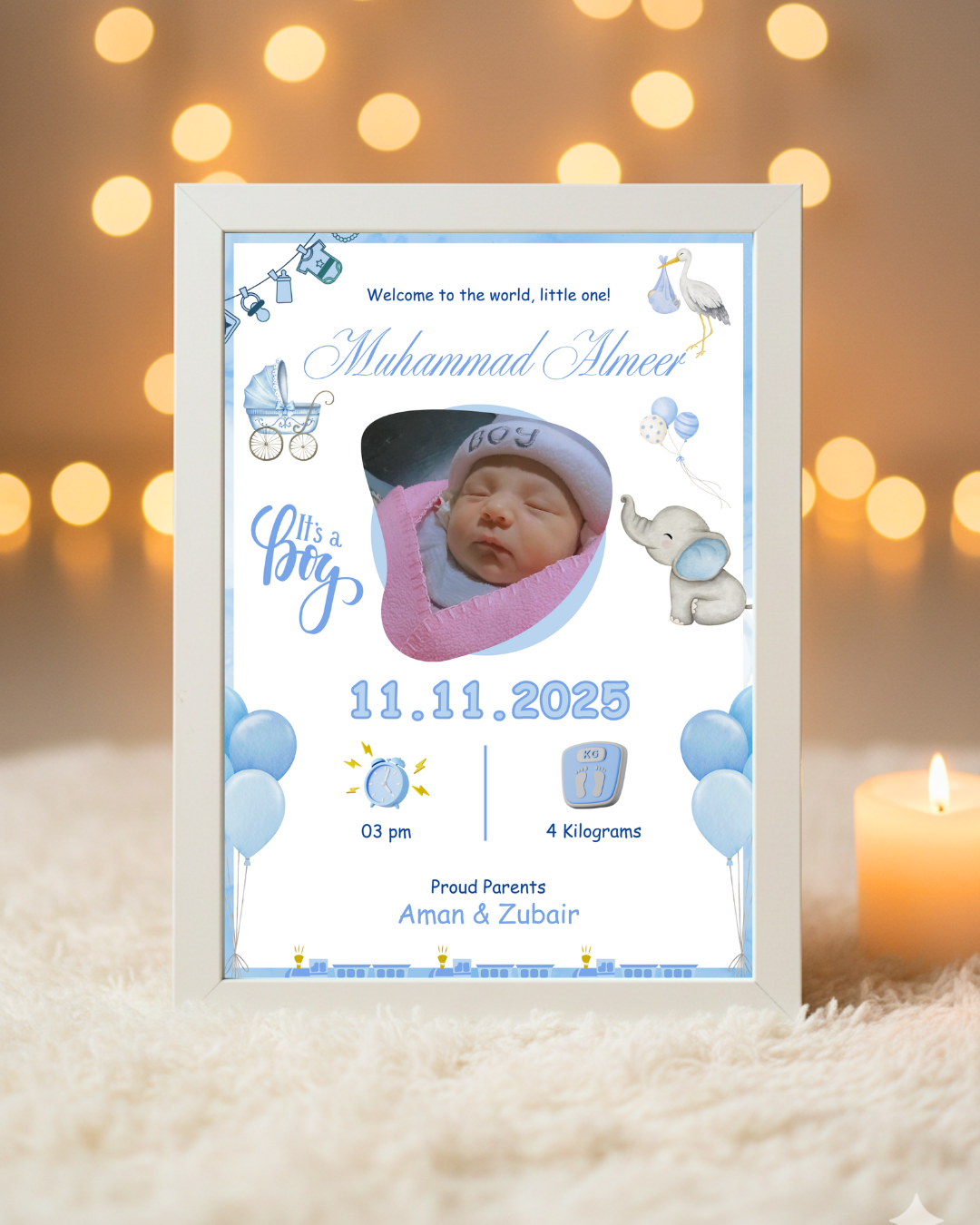 Customize New born baby name and picture frame| New born gift