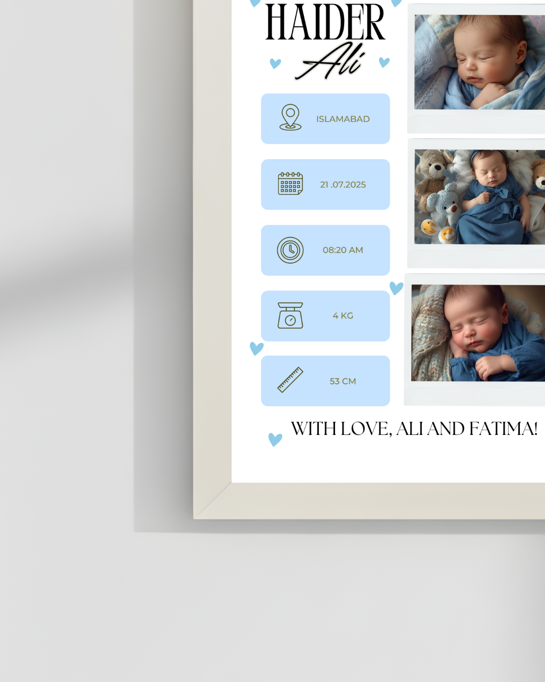 Welcome to world Customize Baby Picture frames | Size 8x12 inches