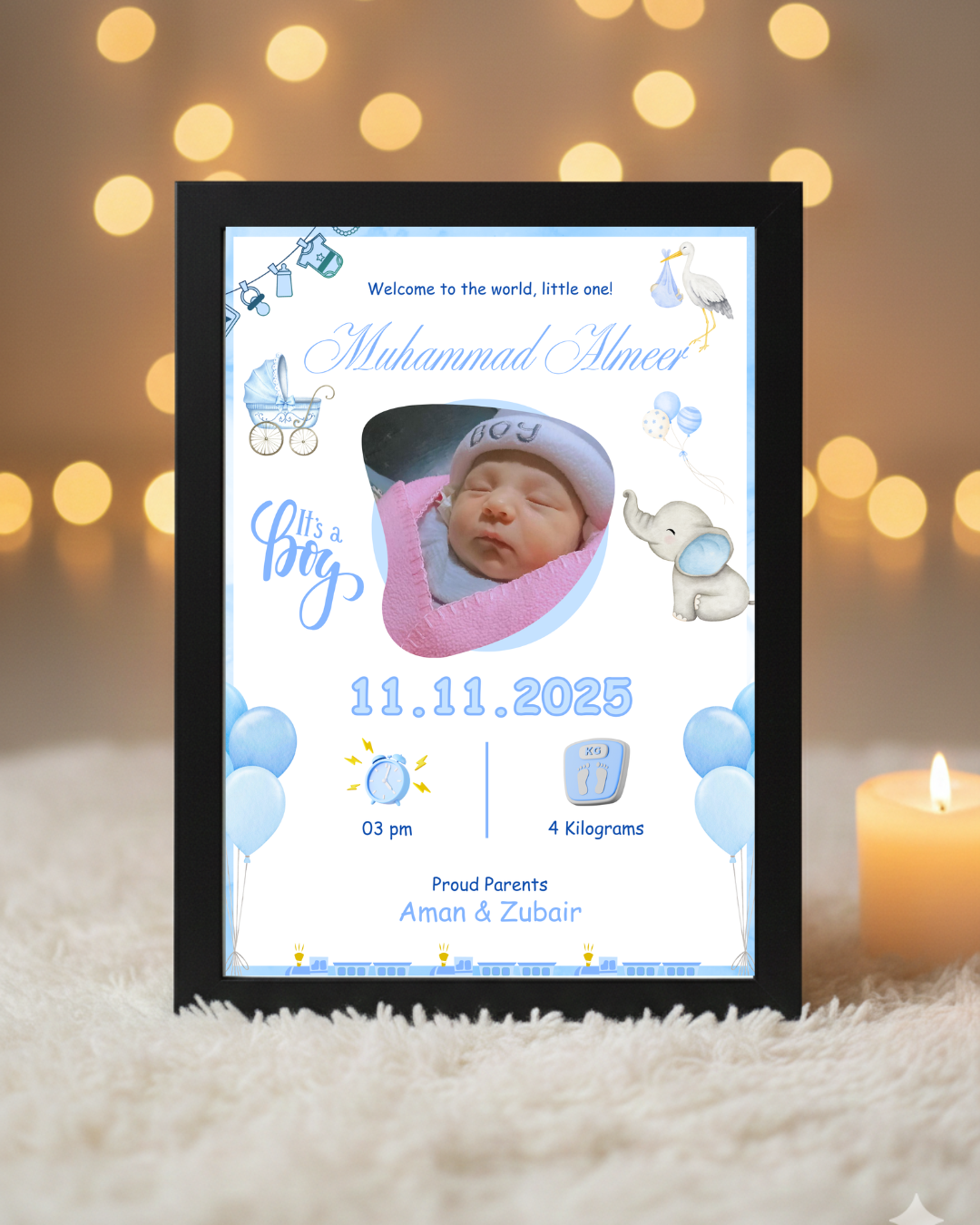 Customize New born baby name and picture frame| New born gift