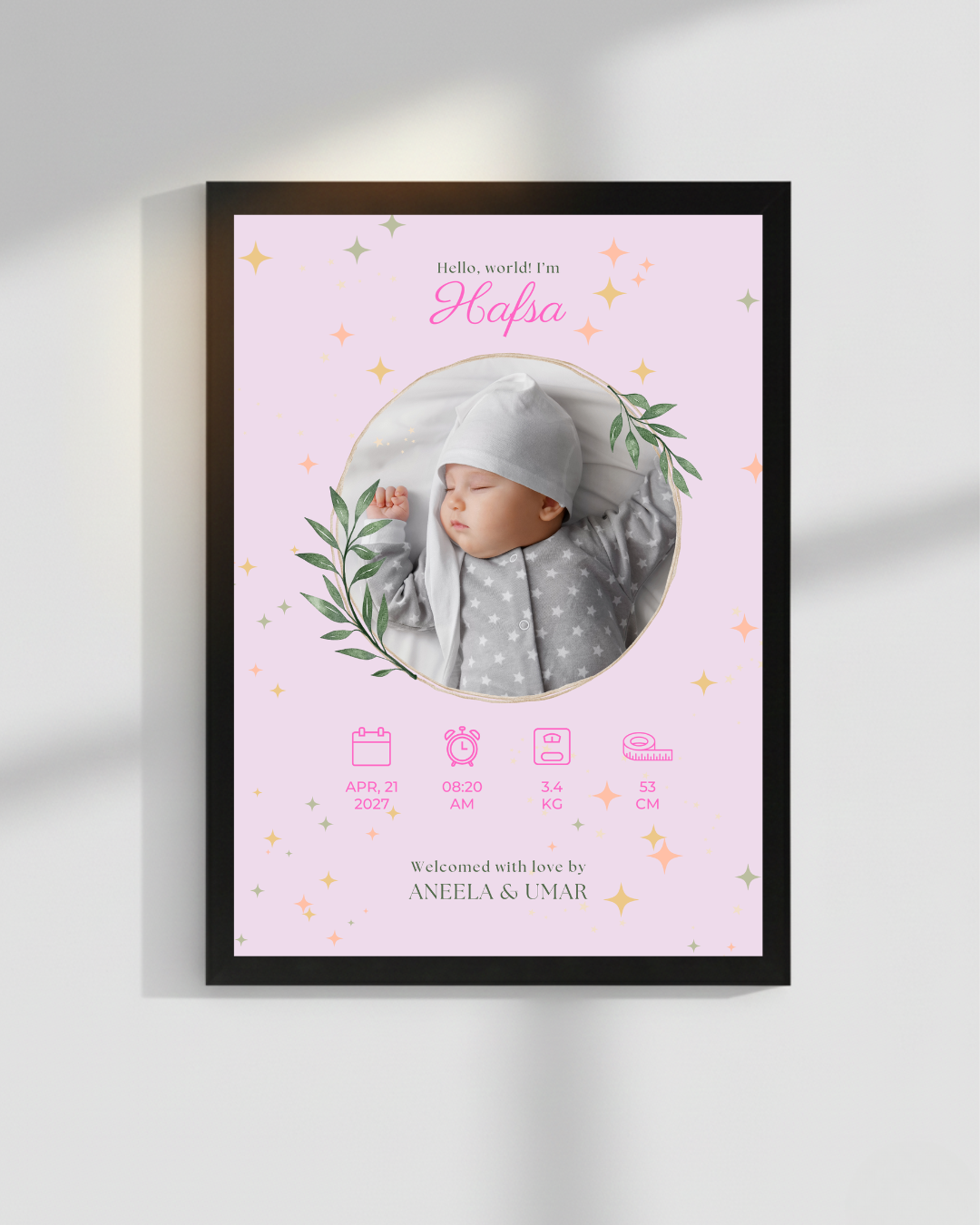 Welcome to world Customize Baby Picture frames | Size 8x12 inches