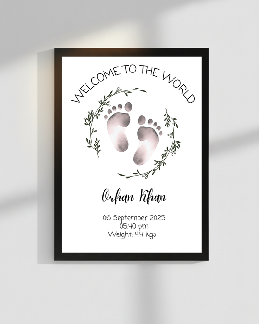 Welcome to world baby footprint frames | Size 8x12 inches