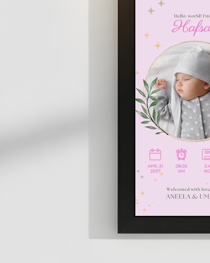 Welcome to world Customize Baby Picture frames | Size 8x12 inches