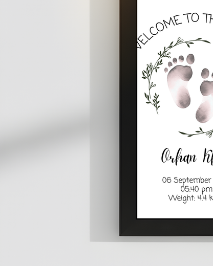 Welcome to world baby footprint frames | Size 8x12 inches