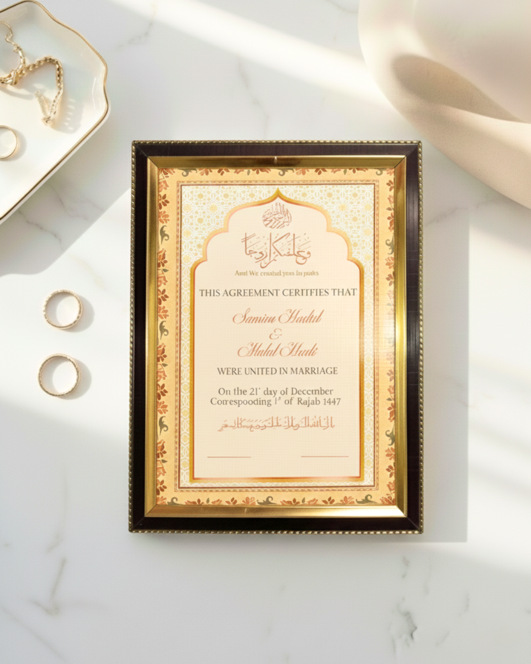 Beautiful Nikkahnama frame| Elegant Black n Gold nikkahnama customized