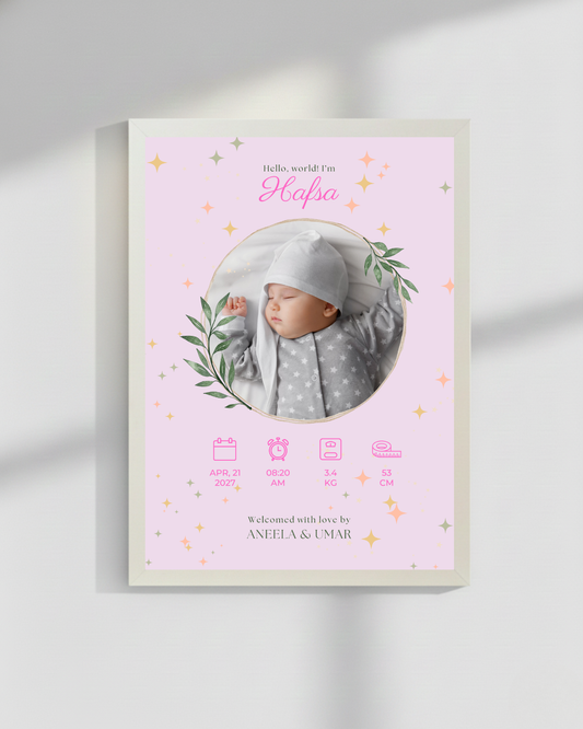 Welcome to world Customize Baby Picture frames | Size 8x12 inches