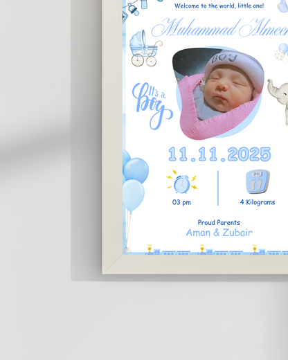 Welcome to world Customize Baby Picture frames | Size 8x12 inches