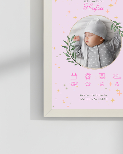 Welcome to world Customize Baby Picture frames | Size 8x12 inches