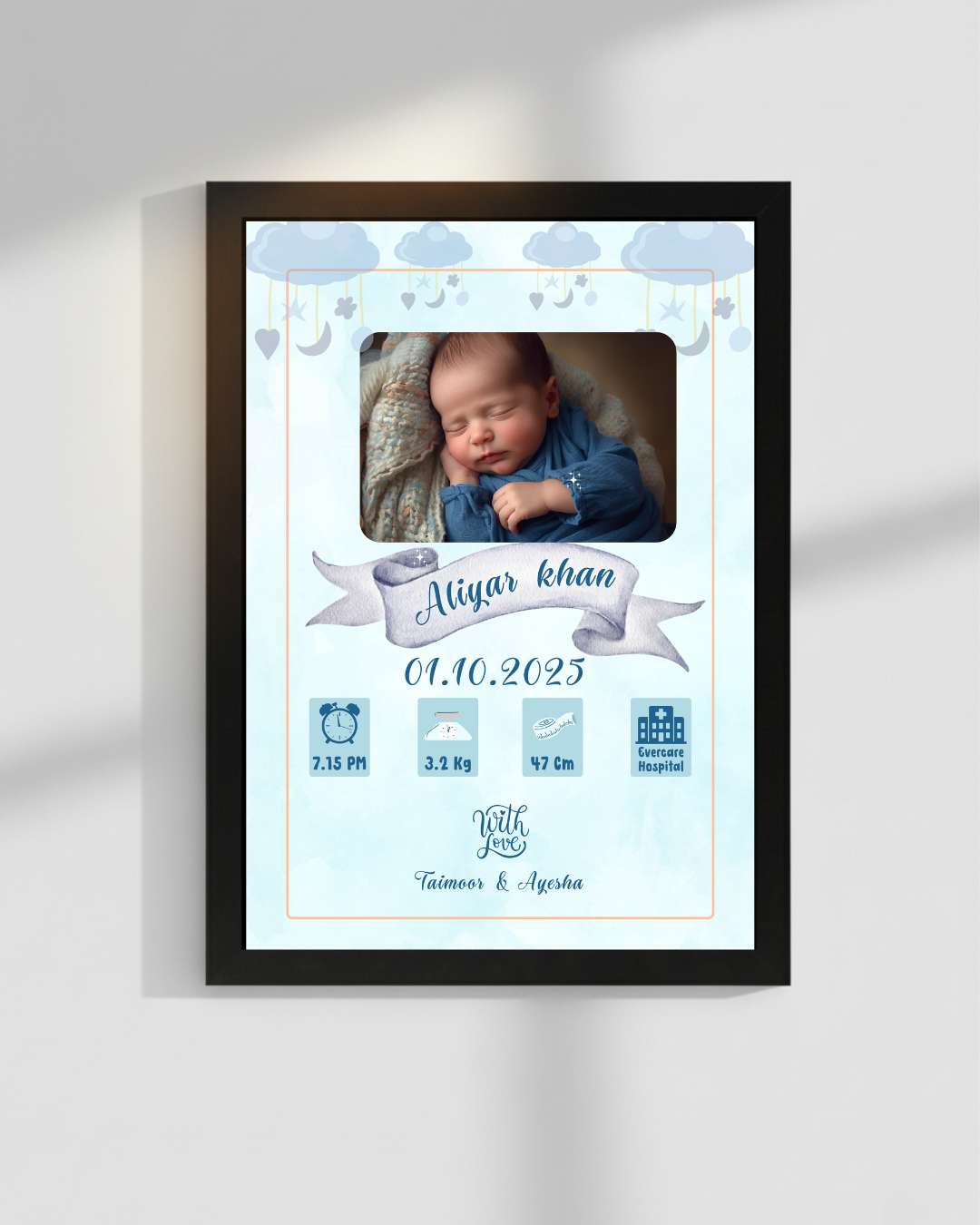 Welcome to world Customize Baby Picture frames | Size 8x12 inches