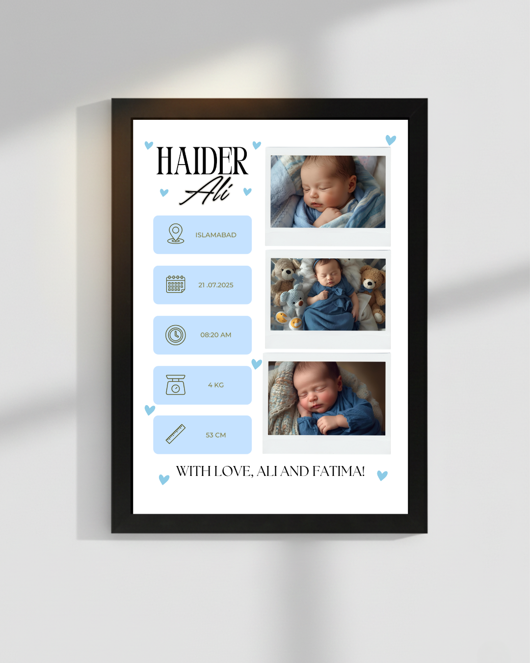 Welcome to world Customize Baby Picture frames | Size 8x12 inches