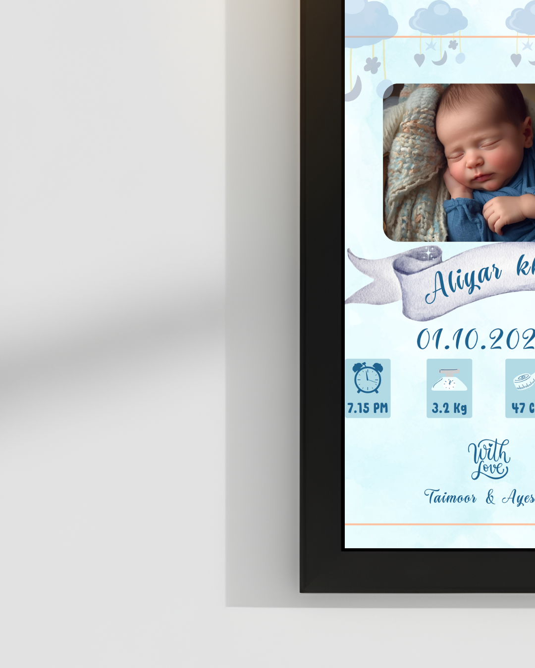 Welcome to world Customize Baby Picture frames | Size 8x12 inches