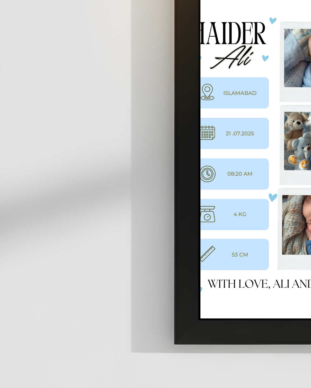 Welcome to world Customize Baby Picture frames | Size 8x12 inches
