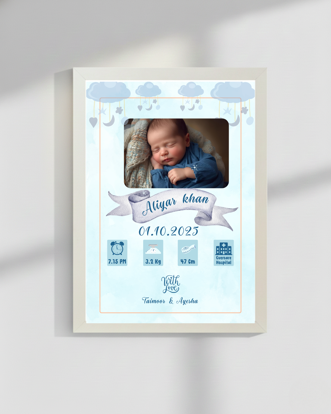 Welcome to world Customize Baby Picture frames | Size 8x12 inches