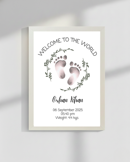 Welcome to world baby footprint frames | Size 8x12 inches