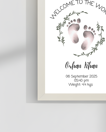 Welcome to world baby footprint frames | Size 8x12 inches