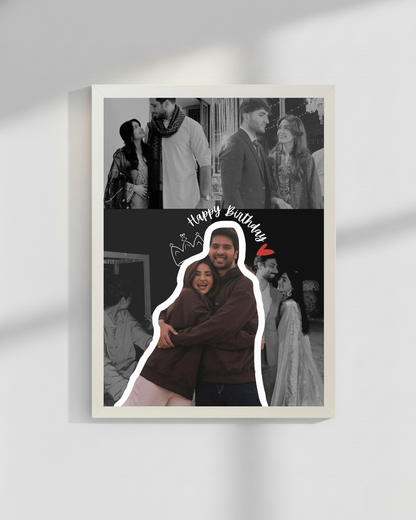 Customize Elegant Birthday and Anniversary couple frame | White and Black frame| Size 8x12inches