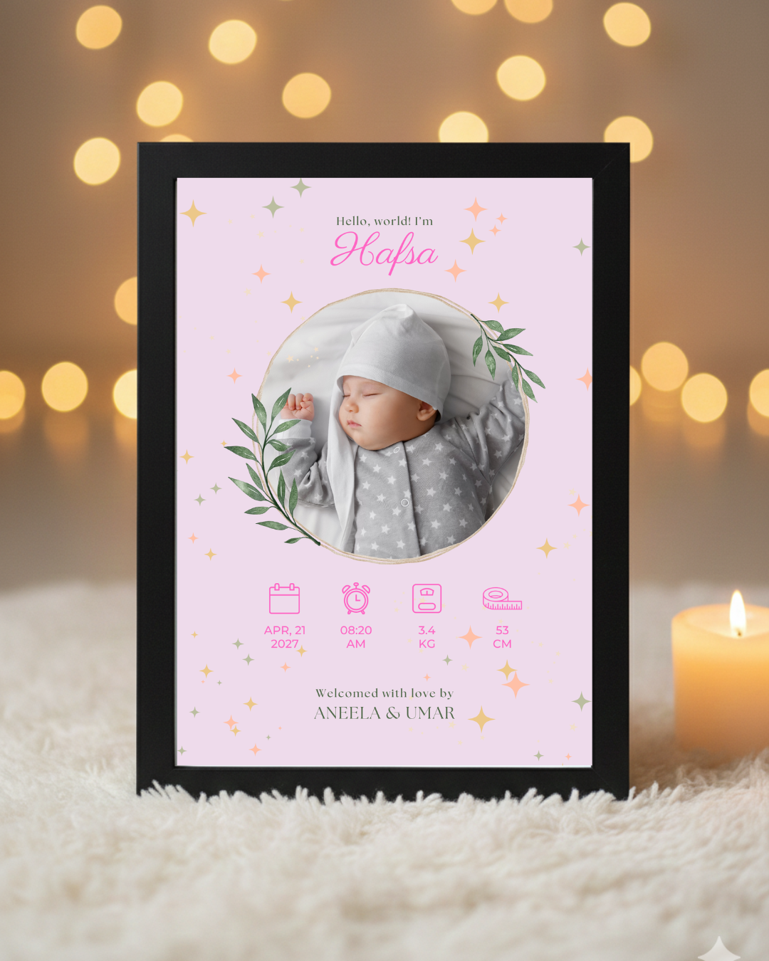 Customize New born baby name and picture frame| New born gift