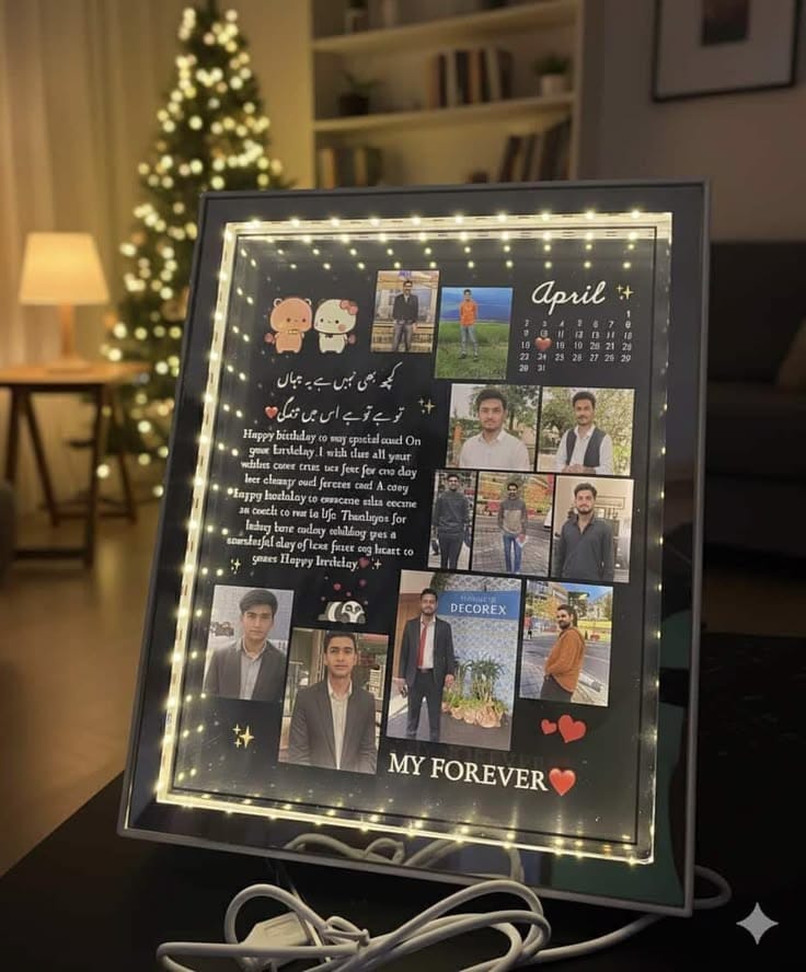 2 in 1 3D customized Magic Mirror Frame | Mirror light Photo frame | Special Love Gift