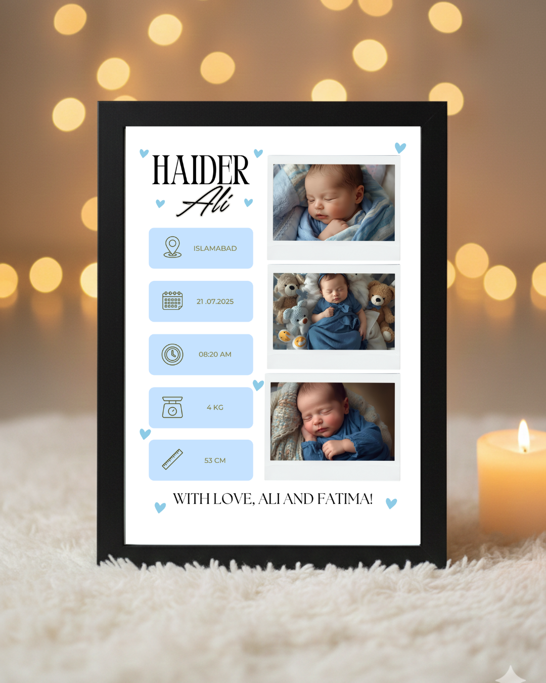 Customize New born baby name and picture frame| New born gift