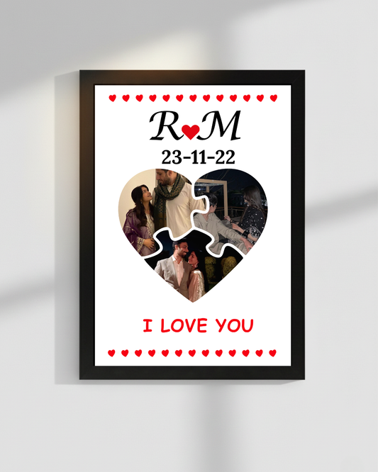 Love Valentine's day Wooden Cutomize Frame|Black and White Colors|Size 8x12iches