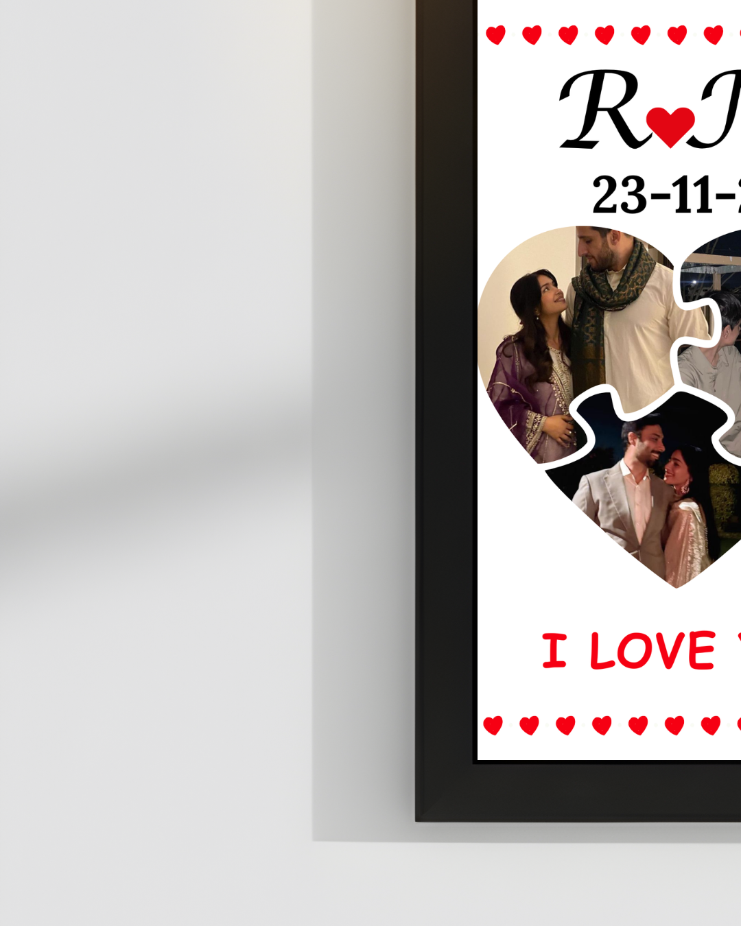 Love Valentine's day Wooden Cutomize Frame|Black and White Colors|Size 8x12iches