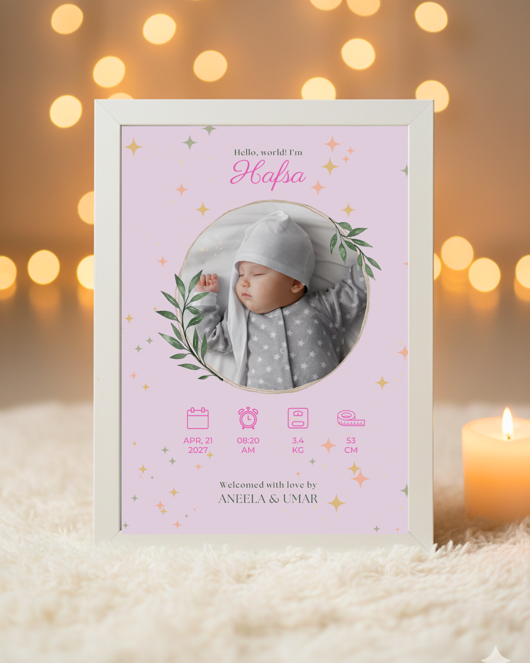 Customize New born baby name and picture frame| New born gift